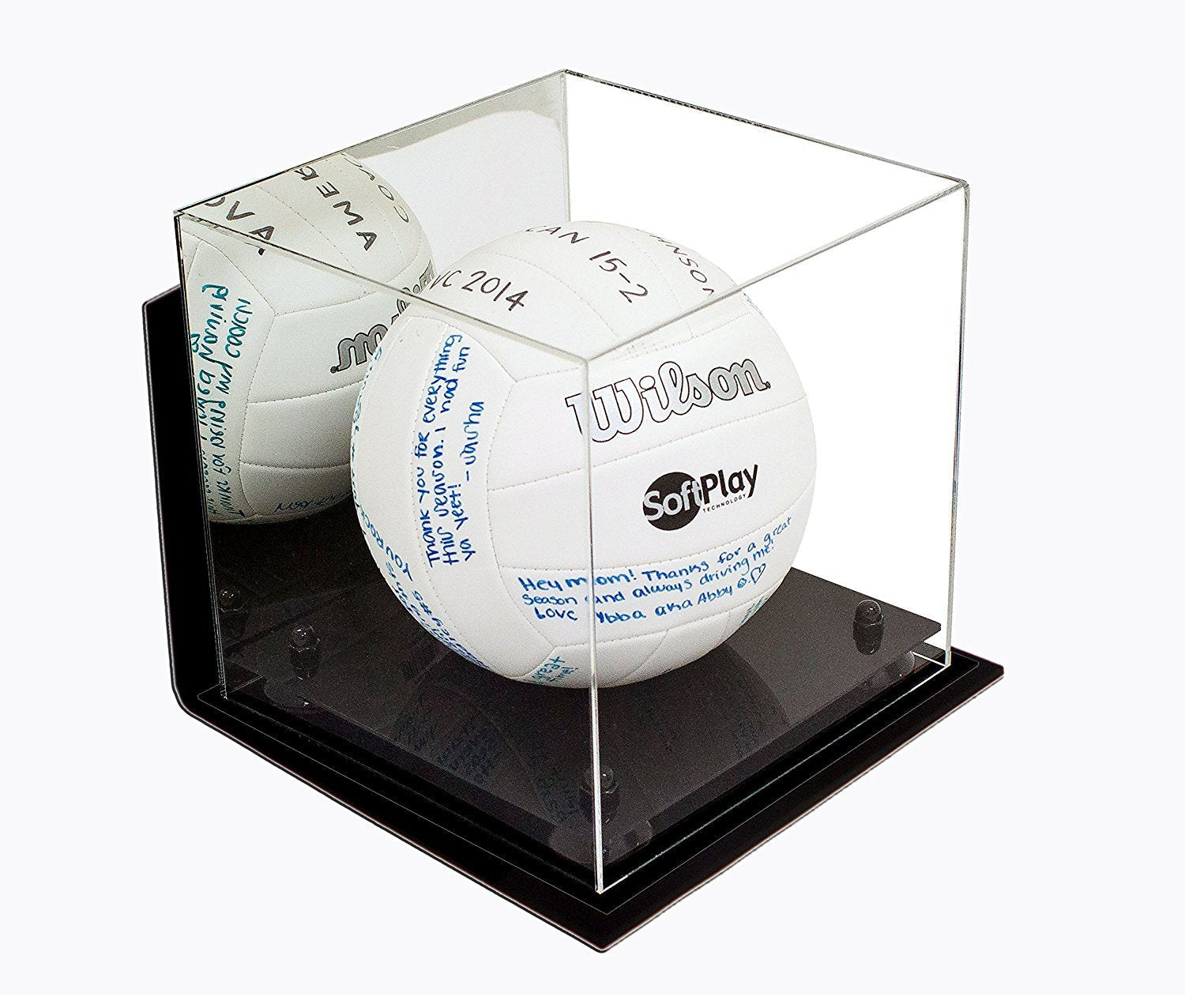 Acrylic high quality Football Display Case Vertical with Mirror, Wall Mount, Risers and Clear Base (A060-CB)