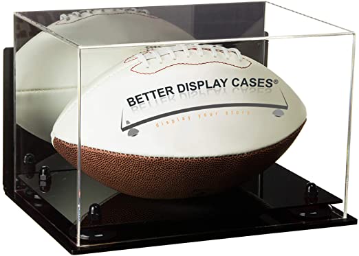 Acrylic Rugby Ball Display Case with Mirror, Risers and authentic Mirror Base (B41)