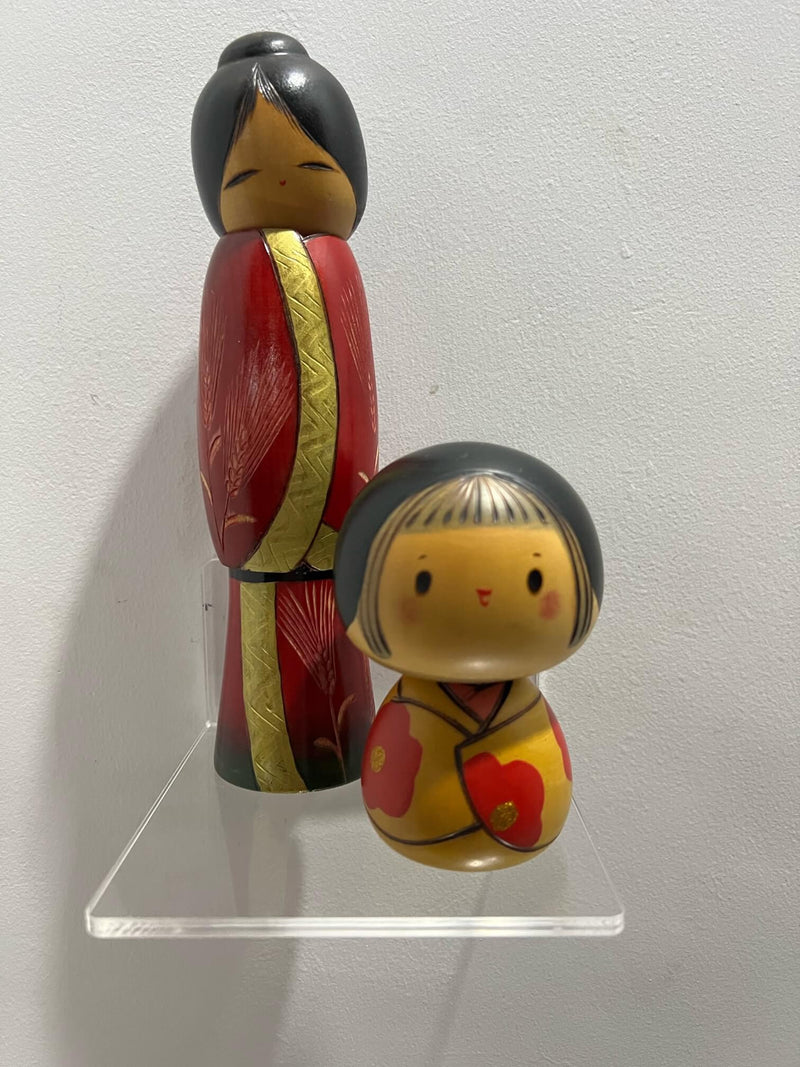 JAPANESE WOODEN DOLLS  (KOKESHI) Shelf Display