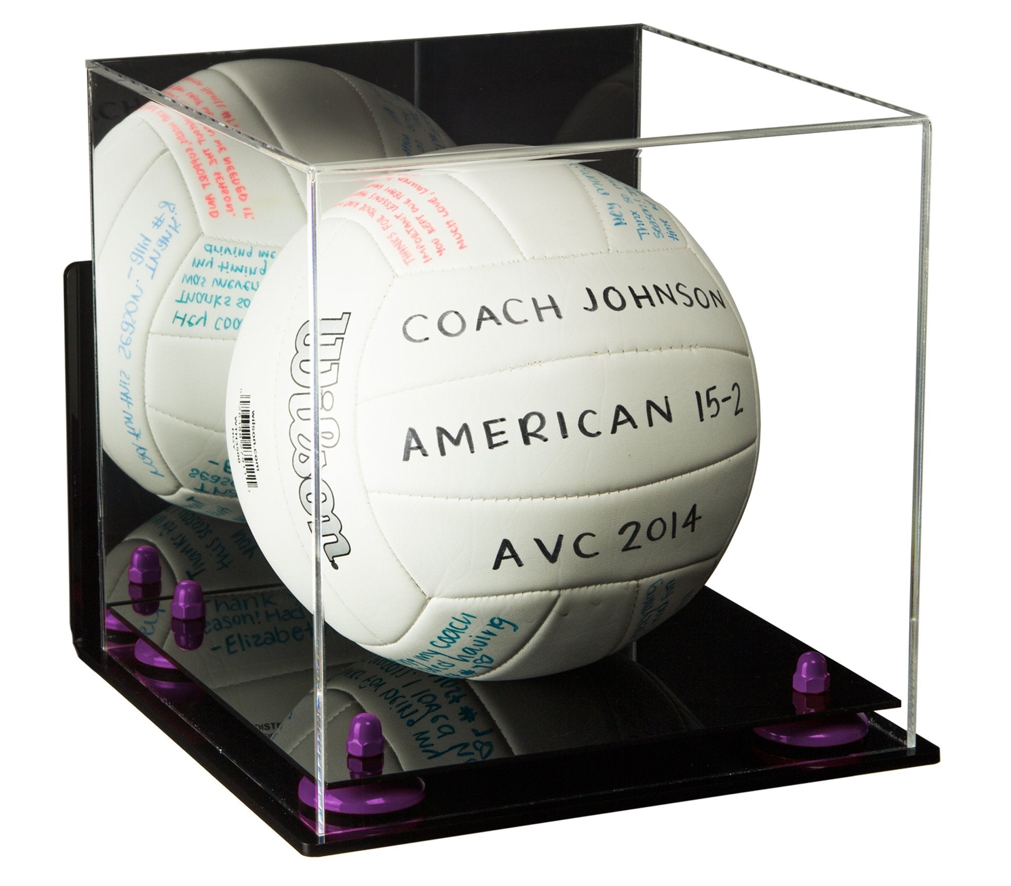 Acrylic Volleyball Display Case with Mirror, 2024 Risers and Clear Base (B02)