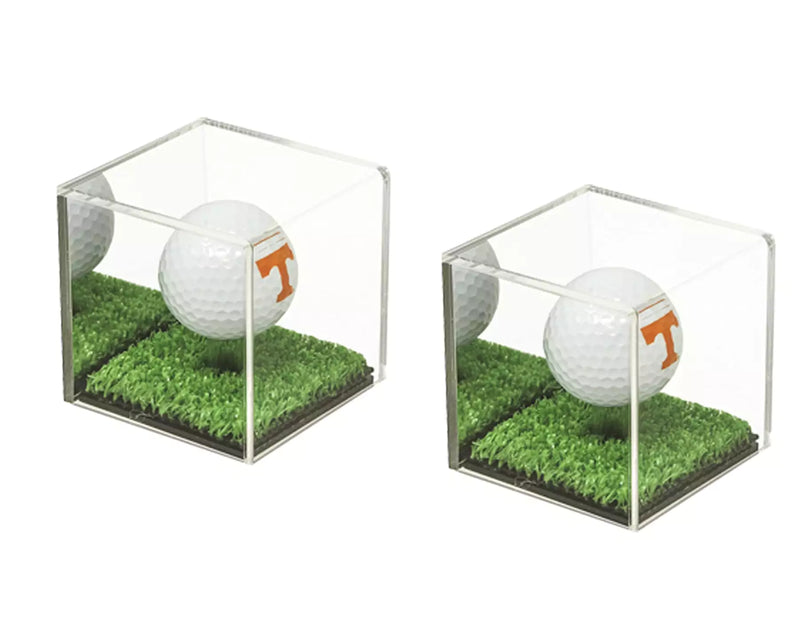 Acrylic Golf Ball Display Case with Turf Base for sale on Better Display Cases