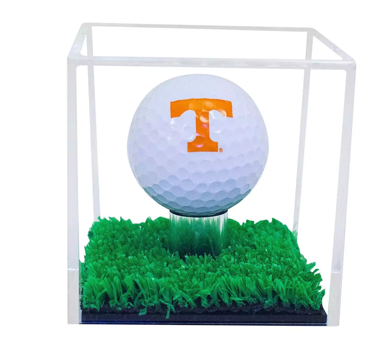 Acrylic Golf Ball Display Case with Turf Base for sale on Better Display Cases