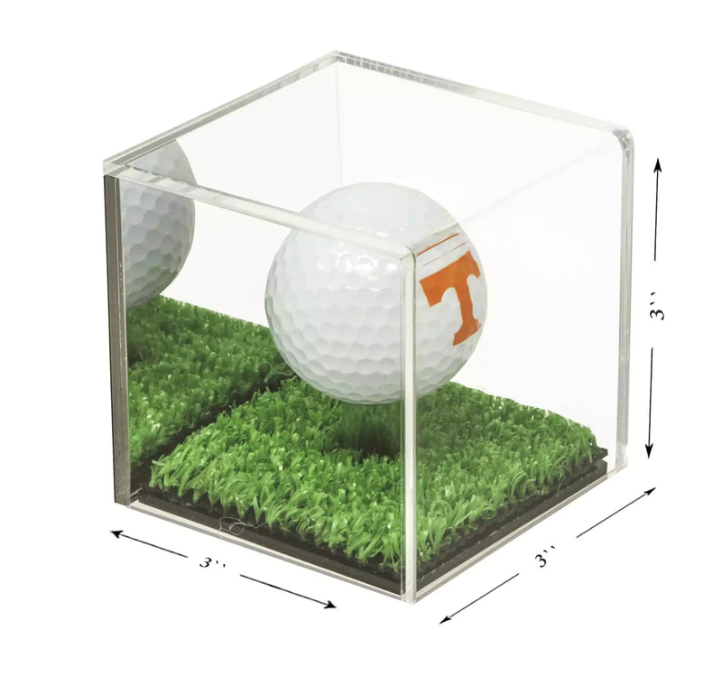 Acrylic Golf Ball Display Case with Turf Base for sale on Better Display Cases