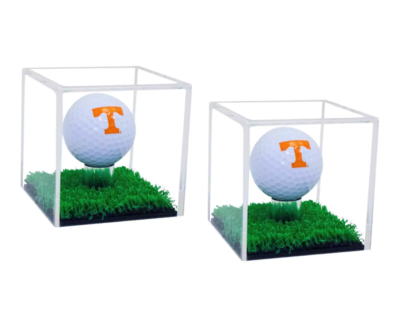 Acrylic Golf Ball Display Case with Turf Base for sale on Better Display Cases