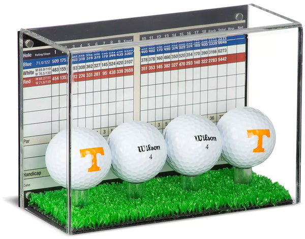 Acrylic Golf Ball Display Case with Turf Base for sale on Better Display Cases