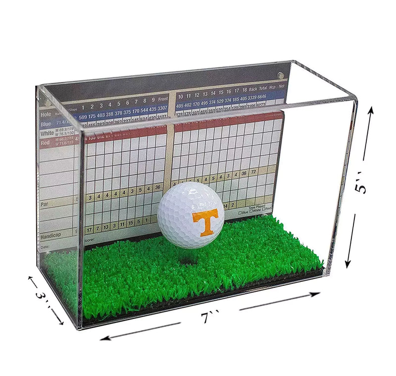 Acrylic Golf Ball Display Case with Turf Base for sale on Better Display Cases