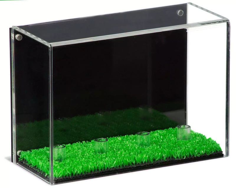 Acrylic Golf Ball Display Case with Turf Base for sale on Better Display Cases