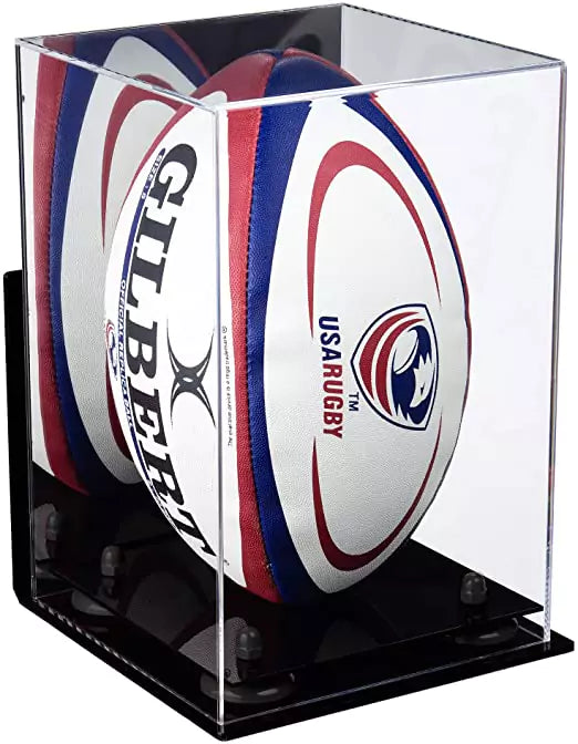 Acrylic Rugby Ball Display Case for sale on better display cases