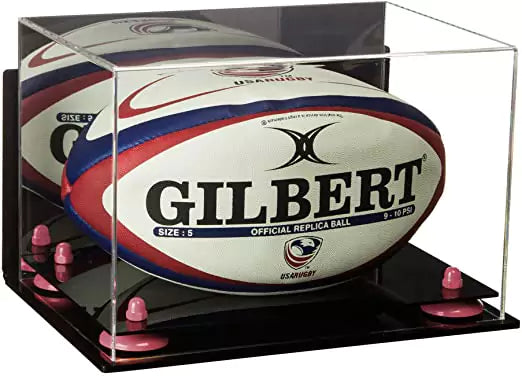 Acrylic Rugby Ball Display Case for sale on better display cases