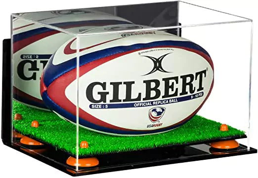 Acrylic Rugby Ball Display Case for sale on better display cases