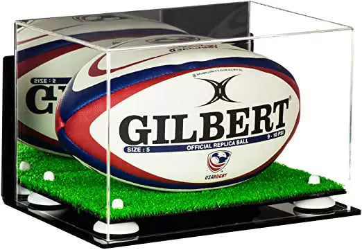 Acrylic Rugby Ball Display Case for sale on better display cases