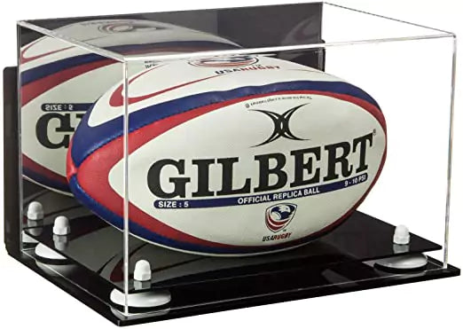 Acrylic Rugby Ball Display Case for sale on better display cases