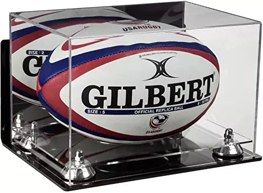 Acrylic Rugby Ball Display Case for sale on better display cases