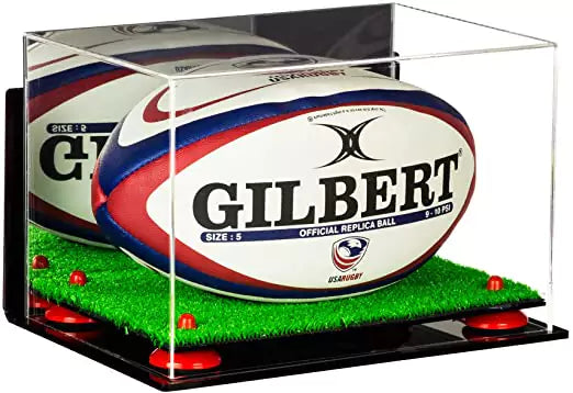 Acrylic Rugby Ball Display Case for sale on better display cases