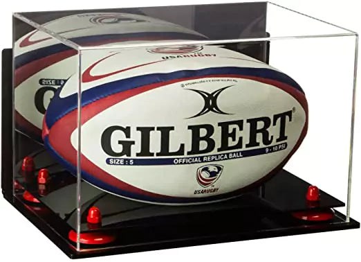 Acrylic Rugby Ball Display Case for sale on better display cases