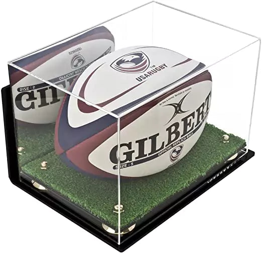 Acrylic Rugby Ball Display Case for sale on better display cases