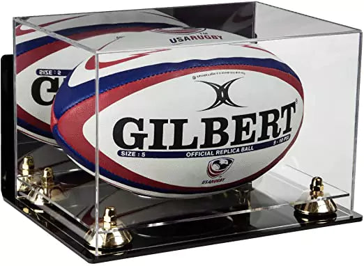 Acrylic Rugby Ball Display Case for sale on better display cases