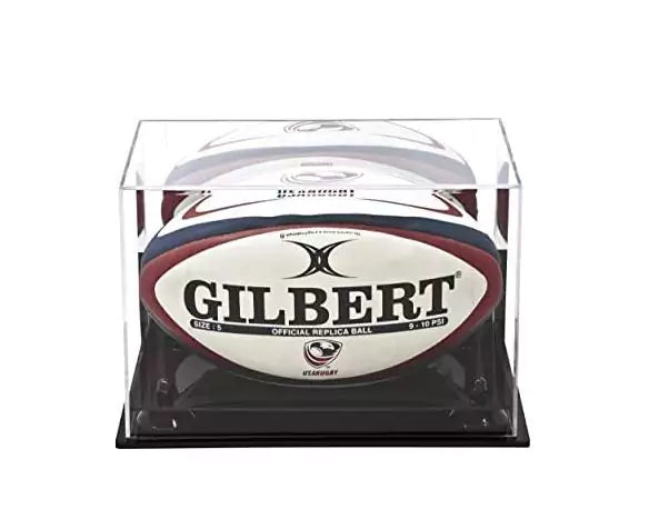 Acrylic Rugby Ball Display Case for sale on better display cases