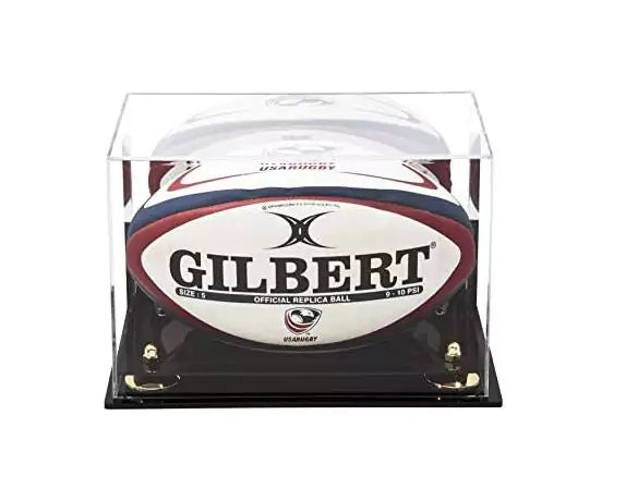 Acrylic Rugby Ball Display Case for sale on better display cases