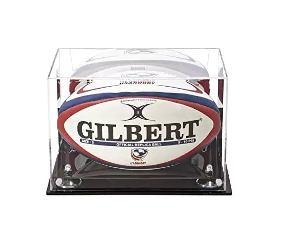 Acrylic Rugby Ball Display Case for sale on better display cases