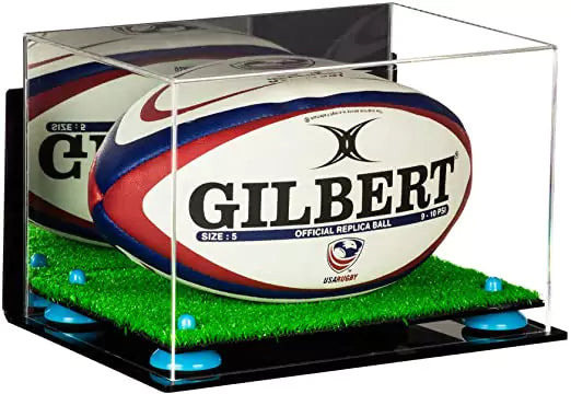 Acrylic Rugby Ball Display Case for sale on better display cases