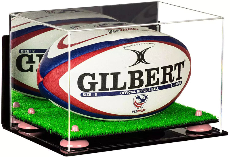 Acrylic Rugby Ball Display Case for sale on better display cases