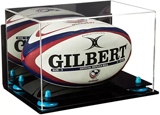 Acrylic Rugby Ball Display Case for sale on better display cases