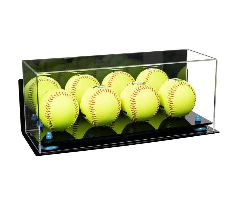 Acrylic softball display case 4 balls for sale on better display cases