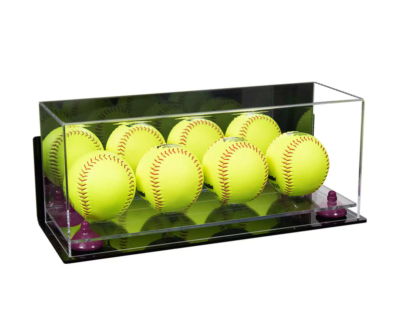 Acrylic softball display case 4 balls for sale on better display cases