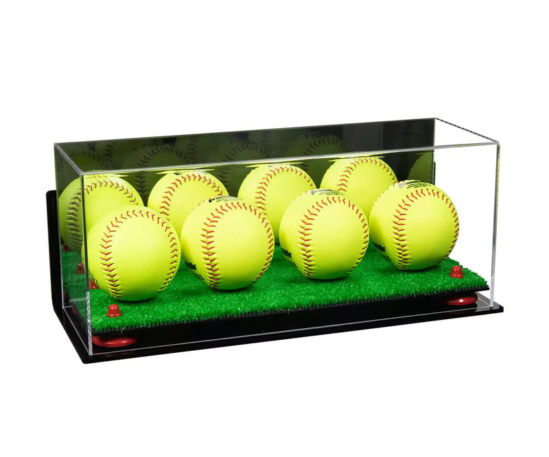 Acrylic softball display case 4 balls for sale on better display cases