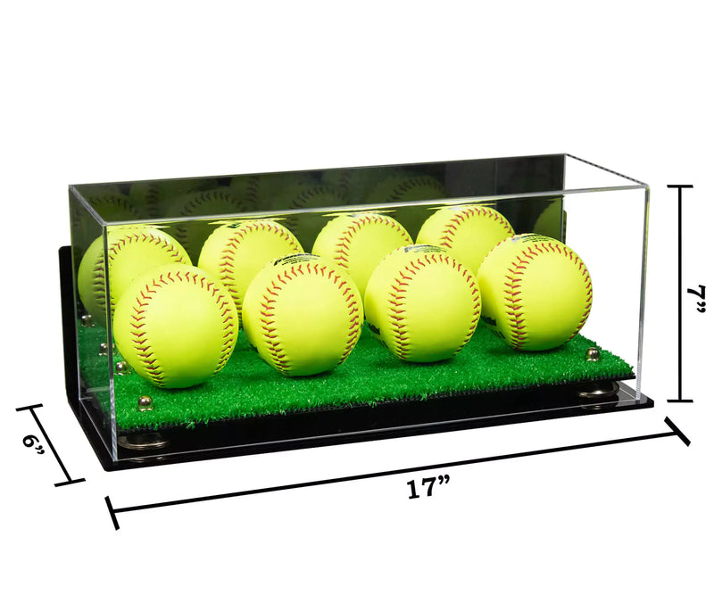 Acrylic softball display case 4 balls for sale on better display cases