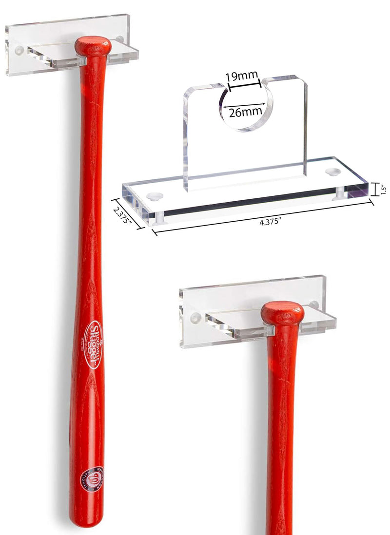 Acrylic Wall Mounts and Display Stands for Mini Baseball Bat (Medium, Regular or Large Size Mini)