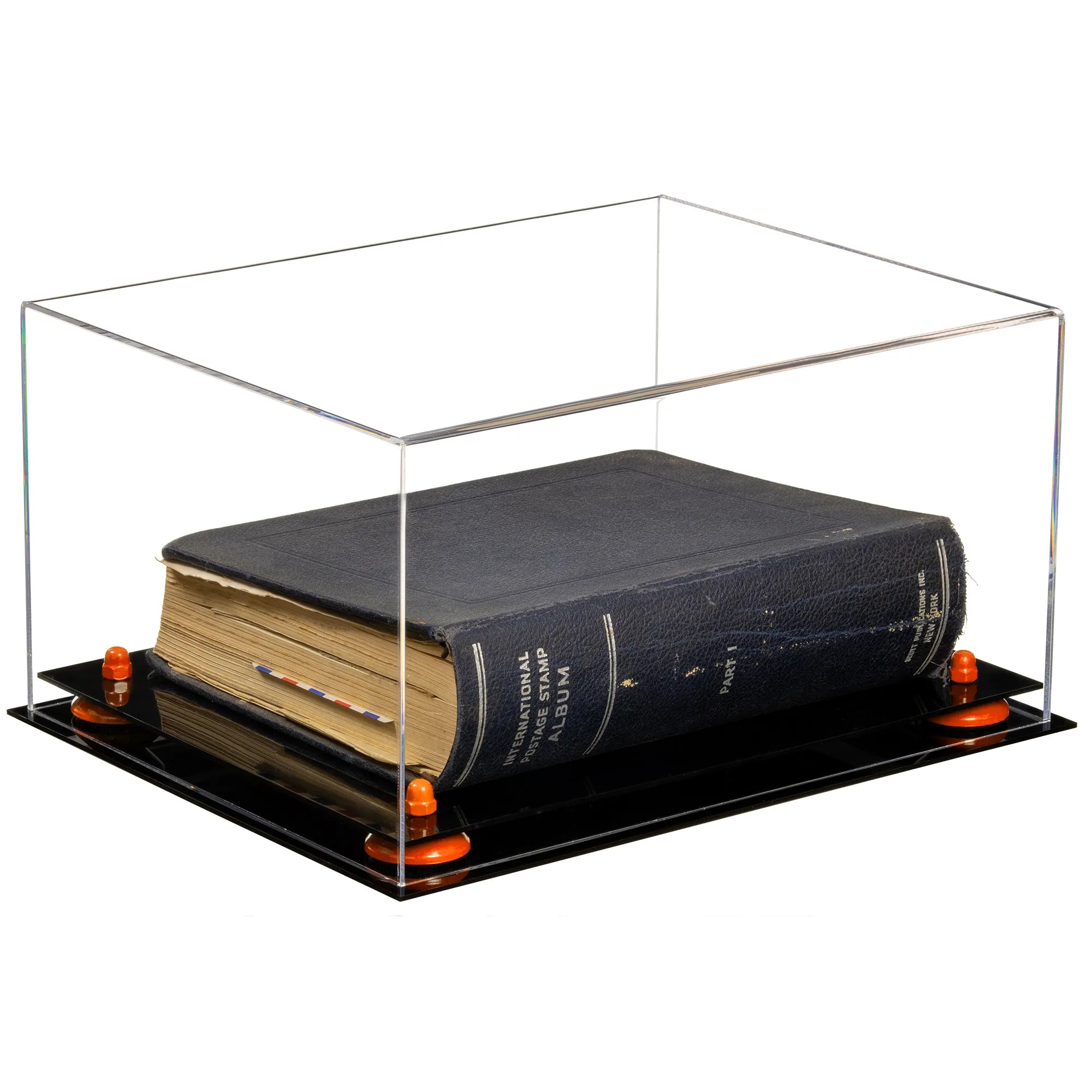 Versatile Acrylic Display Case - Medium Square Box with Mirror, Risers and White 2024 Base 10