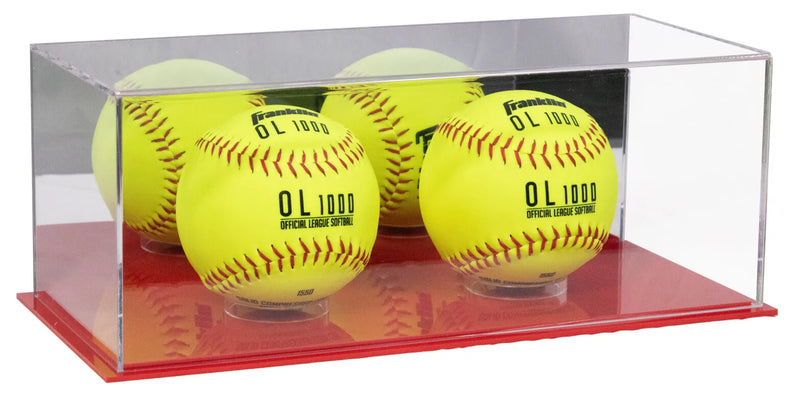 Acrylic softball display case | 4 balls for sale on Better Display Cases