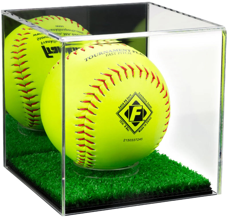 Acrylic softball display case | 4 balls for sale on Better Display Cases