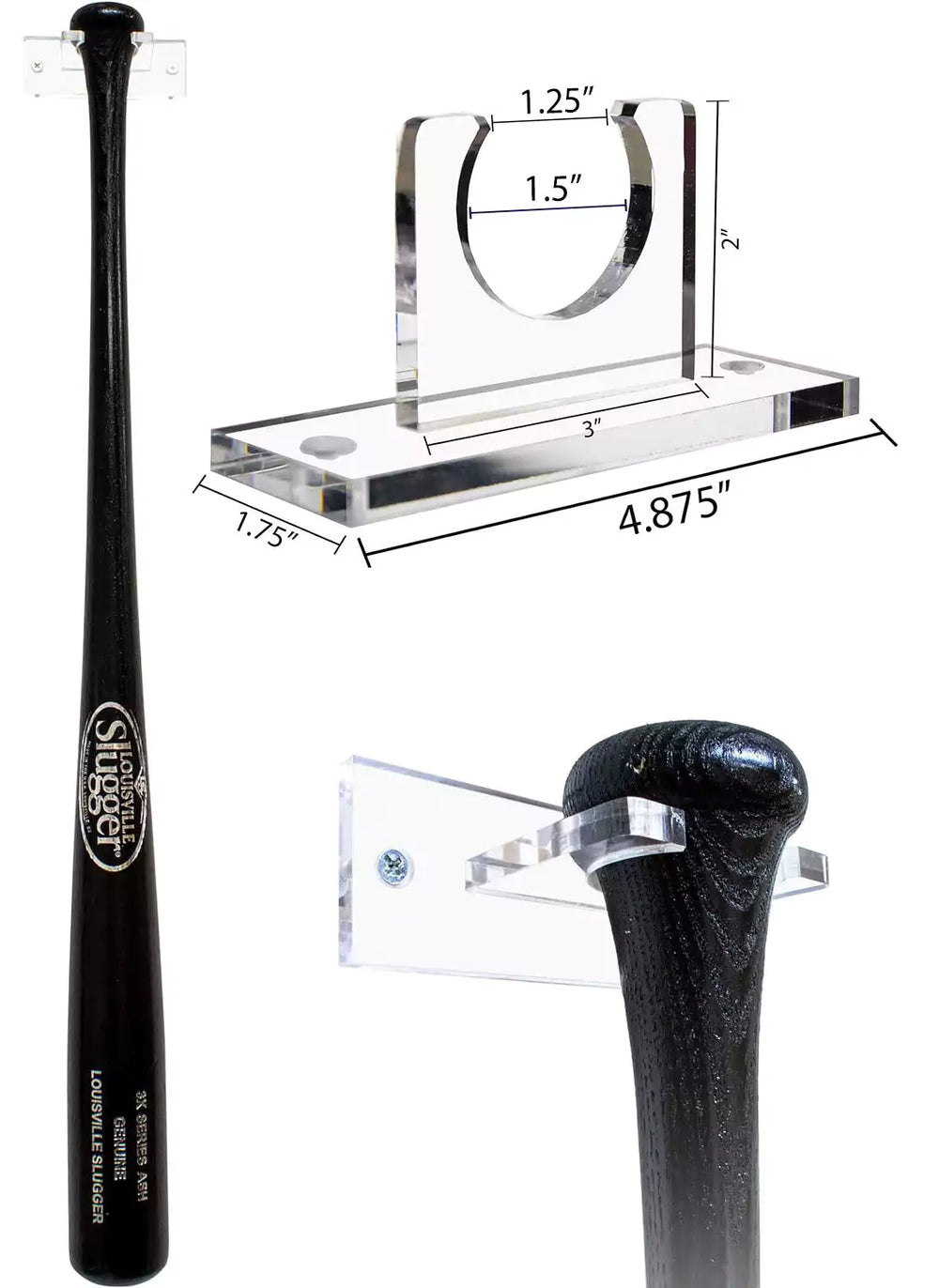 4 bat vertical wall mount baseball sale bat rack display for full size bats