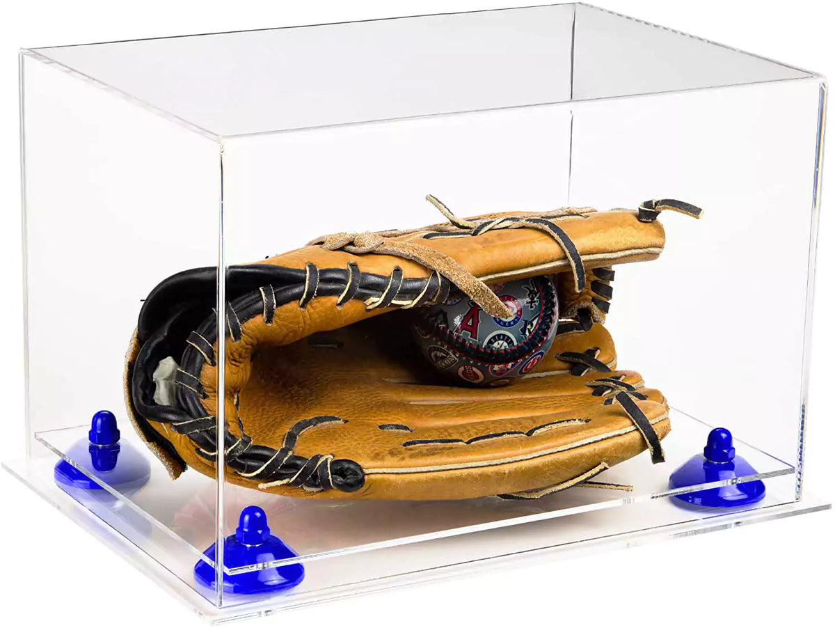 Acrylic Baseball Glove Display Case with Mirror, Risers and Turf Base popular (A004-TB)