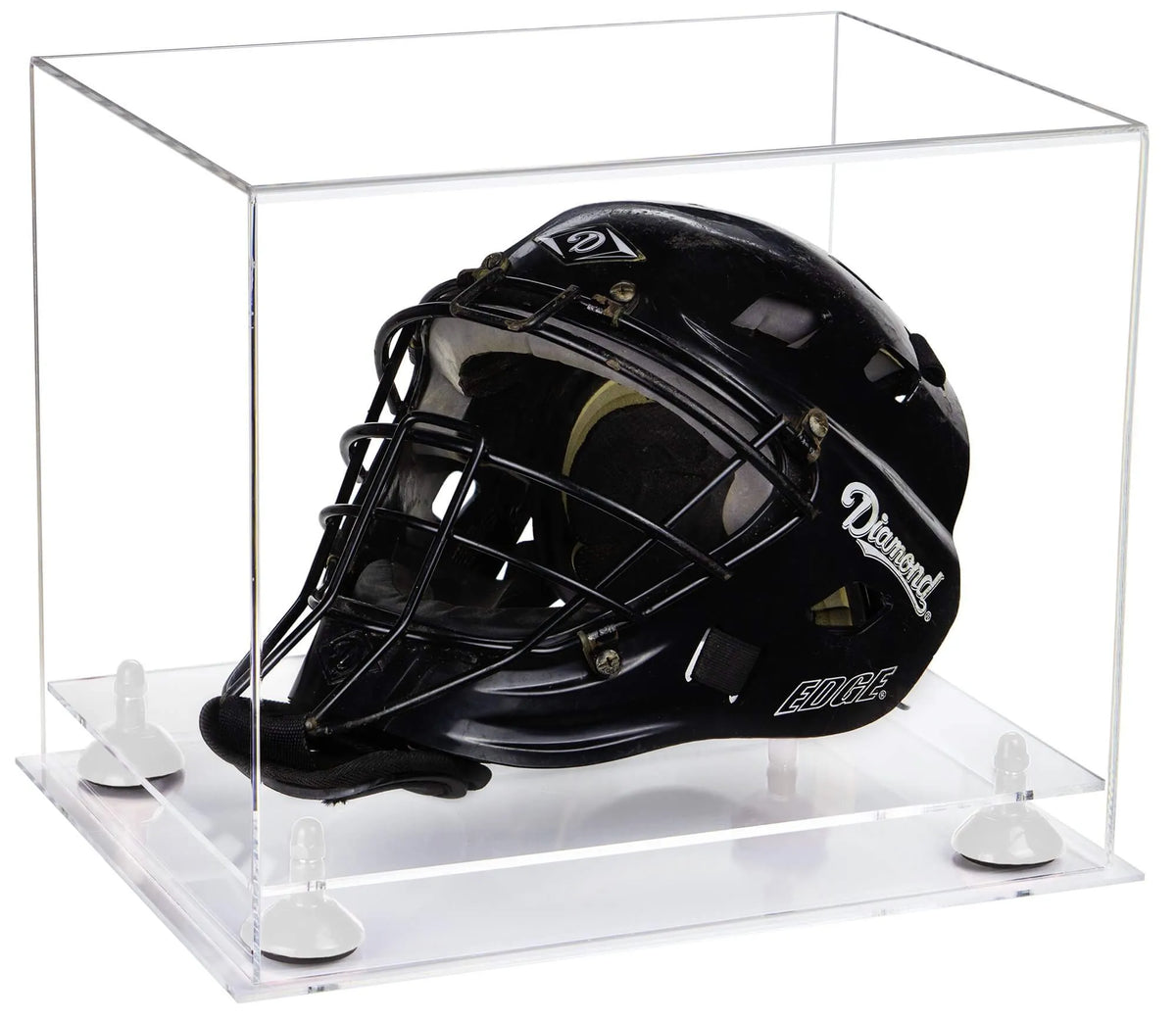 Clear Acrylic Catchers or top Goalie Helmet Display Case with Risers (A002)