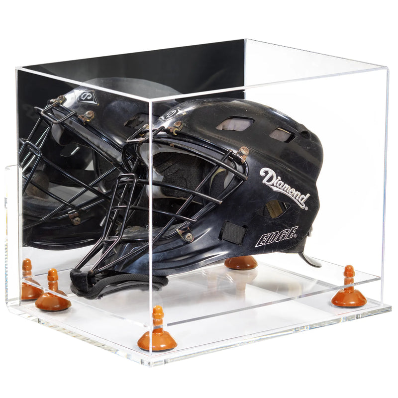 catchers or goalie helmet display case for sale at better display cases