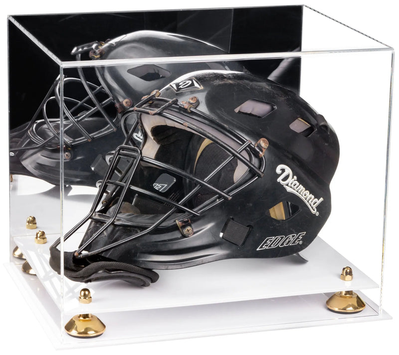 catchers or goalie helmet display case for sale at better display cases