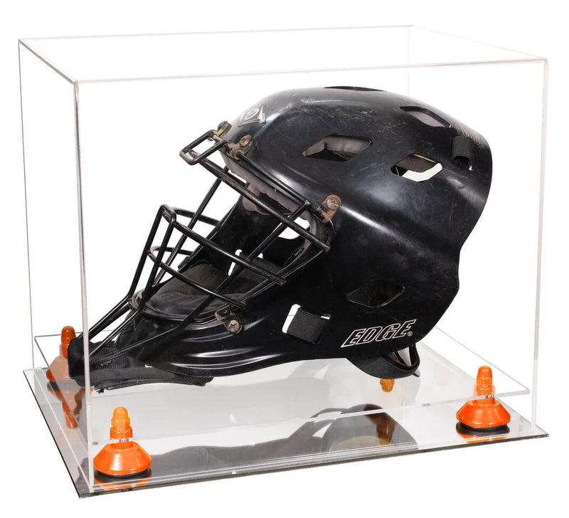 catchers or goalie helmet display case for sale at better display cases