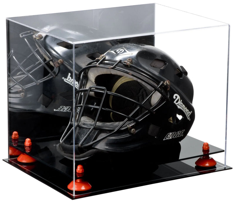 catchers or goalie helmet display case for sale at better display cases