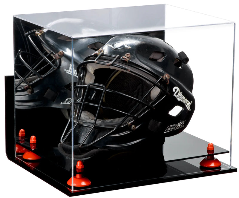 catchers or goalie helmet display case for sale at better display cases