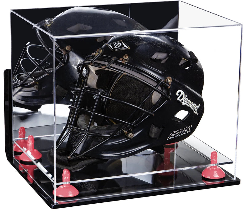 catchers or goalie helmet display case for sale at better display cases