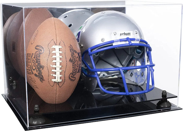 double helmet and football display case for sale at better display cases