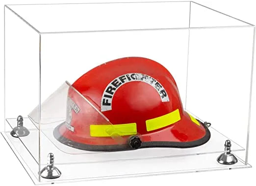 fire helmet display case for sale at better display cases