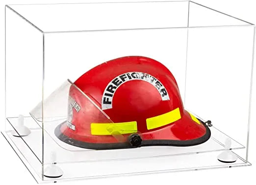 fire helmet display case for sale at better display cases