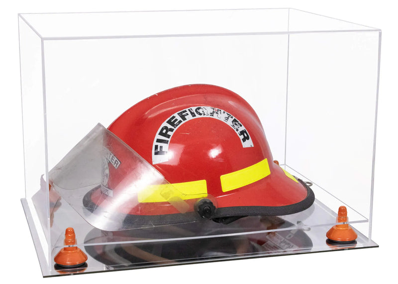 fire helmet display case for sale at better display cases