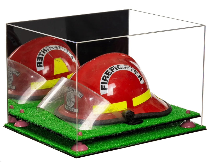 fire helmet display case for sale at better display cases