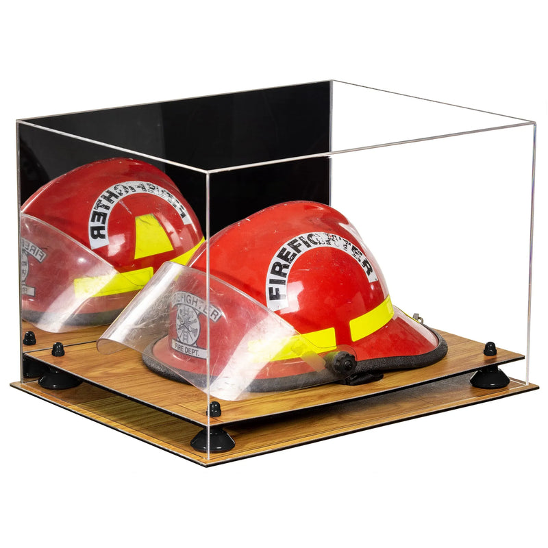 fire helmet display case for sale at better display cases